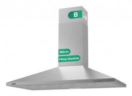Campana Decorativa de Pared Piramidal SVAN SCPP901BX 90cm Clase B Inox  | 450m³/h., 66dB, Niveles Extracción 3