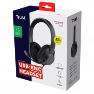 Auricular Ergonómico con diademas ajustables Con cable Noise Cancelling Trust 25462  | No, Negro