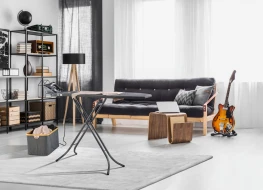 Mesa de planchar 1200 x 380 mm Leifheit 72486  | Altura min 69cm, Max 88cm, Soporte para plancha, Black