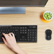 Teclado y Raton (Pack) Trabajo y juegos, Hogar Membrana Ratón Óptico LOGITECH 920-004509  | Receptor USB inalámbrico 2.4 GHz (nano receptor / Unifying), Negro