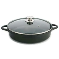 Olla Termoplástico (PBT) 24cm 0,5L Cazuela VALIRA 4135/25  | Adecuado para Conservación de Alimentos, CAZ. BAJA 24, IND+TAPA+ASAS+BOLSA, Negro