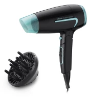 Secador de pelo de Viaje 1600W Digital de alta velocidad UFESA TRIP&DRY  | 2 Velocidades, 2 Temperaturas, Negro, Azul