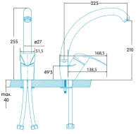 Grifo de cocina Desplegable Tipo C Altura Max 25,5cm Edesa IGUAZUCROMO  | Cromo