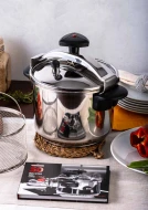 Olla Acero inoxidable 18/10 22cm 4L Olla a presión MAGEFESA 01OPASTRA04  | Adecuado para Todo tipo de fuegos, incluida inducción, negro e inox, Inox