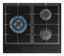 Placa a Gas Gas Superficie Cristal 60cm 3 Zonas Teka GBC63110KBBBUT  | Negro, 6050W