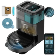 Aspirador robot con Autovaciado Cecotec Conga Home 10000  | Tanque de 300 ml de agua y 1.5 L de polvo, 65dB, Si, Base Autovaciado, 5665, Blanco/Negro