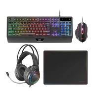 Teclado y Raton (Pack) Juego Membrana Ratón Óptico Mars Gaming MCP124PROPT  | USB, Teclado numérico, Negro