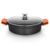 OLLA ALUMINIO FUNDIDO 28CM 4,2L CACEROLA ORBEGOZO CDB 1028  | ADECUADO PARA TODO TIPO DE FUEGOS, ALUMINIO FUNDIDO FULL INDUCTION, REF 17380, NEGRO