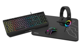 Teclado y Raton (Pack) Juego membrana Ratón Óptico KROM NXKROMKENYA  | USB 2.0, Teclado numérico, Negro