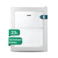 Frigorífico de una puerta SVAN SRH5400PB 23L Clase E Alto 47cm x 38cm HORECA Puerta de Cristal Blanco