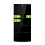 Frigo Combi Americano puerta Francesa ASPES AFF18800ENFIDN Clase E Cristal negro 436L Alto 183cm x 83,6cm  | Metal Cooling, Silver Trim