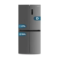 Frigo Combi Americano 4 puertas HYUNDAI HQP18079NDDI00 421 L Inox Clase D Alto 180cm x 79,5cm  | Inverter